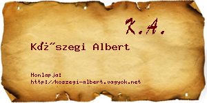 Kőszegi Albert névjegykártya